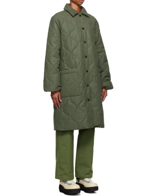 A.P.C. Green Sarah Quilted Buttoned Coat