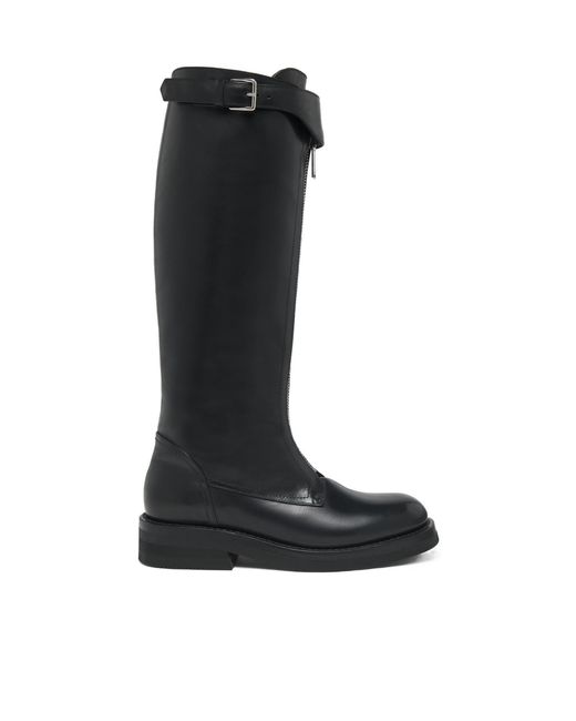 McQueen Black Countryside Zip-Detailed Buckle Knee Boots
