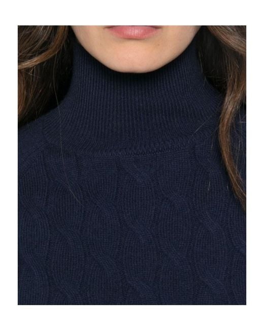 Marella Blue High-Neck Knit Sweater