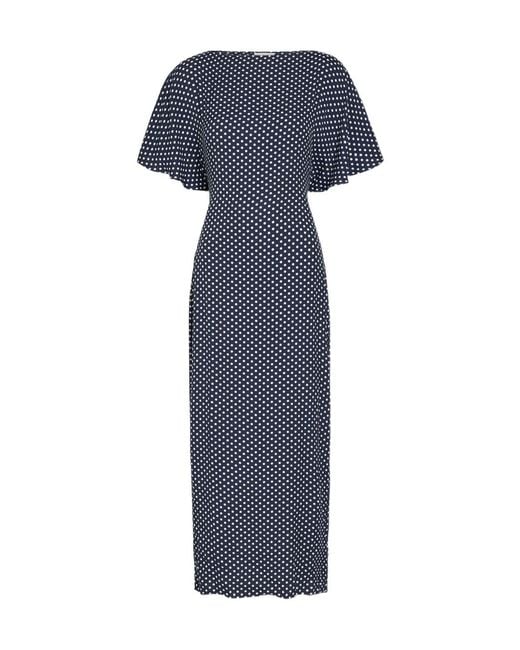 Reformation Blue Polka-Dot Woven Midi Dress