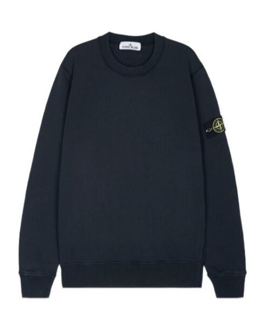 Stone Island Blue Compass Patch Crewneck Sweatshirt for men