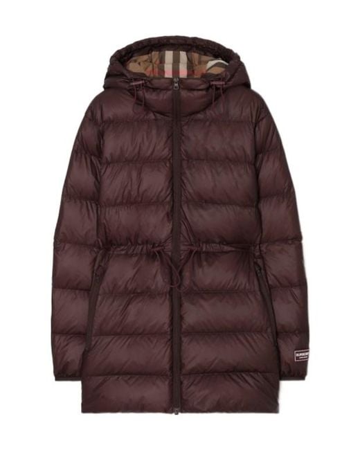 Burberry Brown Nylon Hooded Puffer Coat