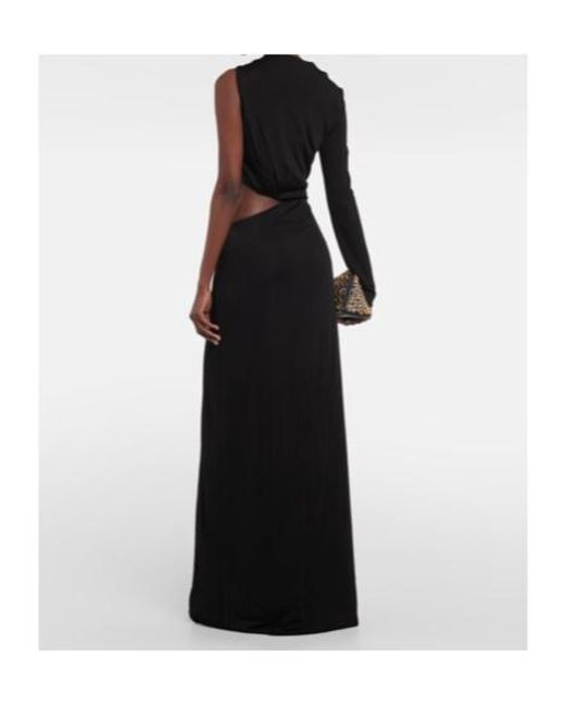 Galvan Black Cutout One-Shoulder Gown