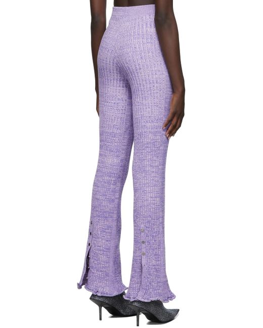 Rabanne Purple Logo High-Rise Knitted Pants