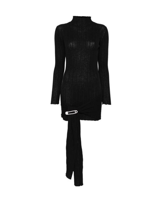 safety pin black dress Black High Waisted Split Safety Pin Midi Skirt  IRHAZ