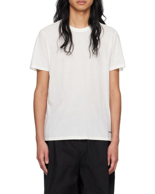 Jil Sander White Logo Printed Crewneck T-Shirt for men