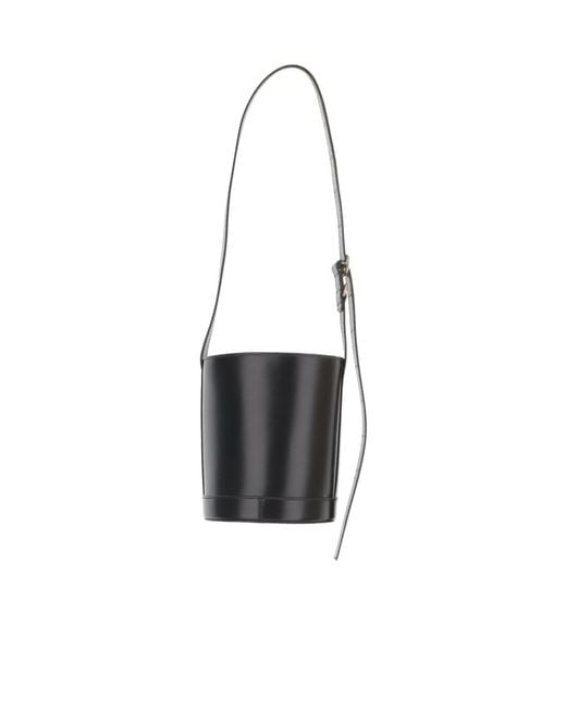 Jil Sander White Cannolo Logo-Lettering Bucket Bag