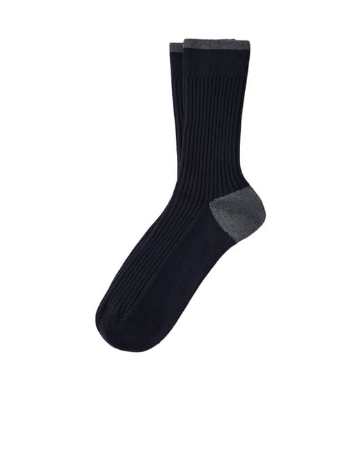 Brunello Cucinelli Blue Ribbed Long Socks for men