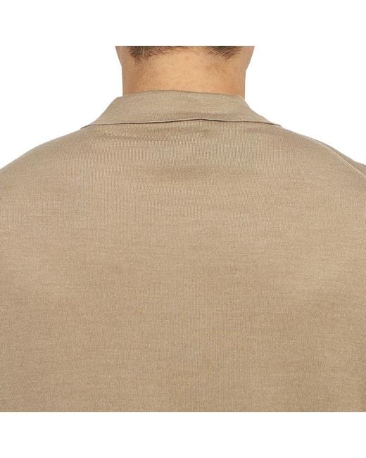 Lardini Natural Long-Sleeve Knitted Polo Shirt for men