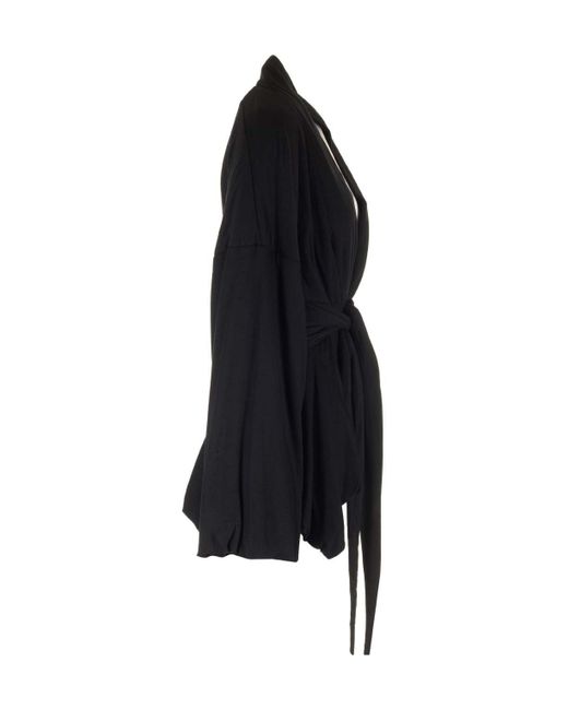 Rick Owens Black Tommy Wing Wrapped Jacket
