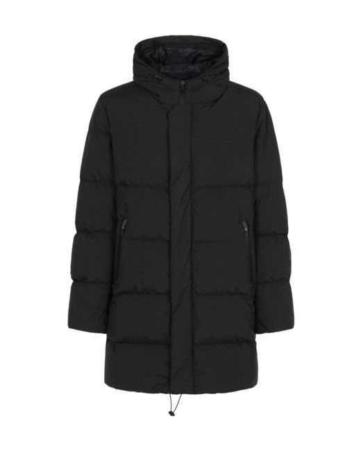 Herno Black Quilted Hooded Coat for men