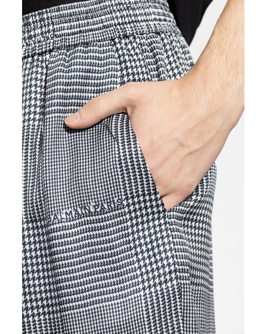 Balmain Gray Houndstooth Elasticated Shorts for men