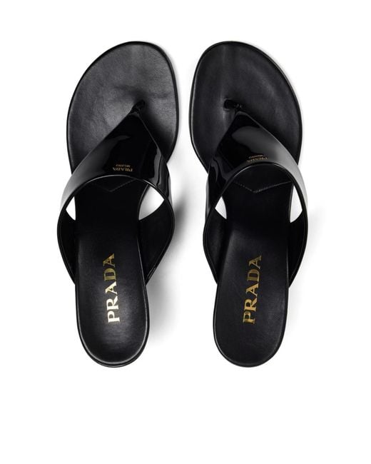 Prada Black Wedge Flip-Flops