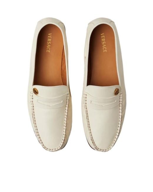 Versace White Guanto Round Toe Loafers for men