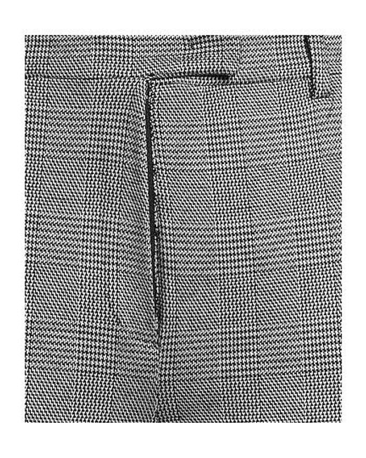 Max Mara Gray Plaid Straight-Leg Trousers