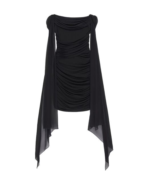 Givenchy Black Off-Shoulder Draped Mini Dress
