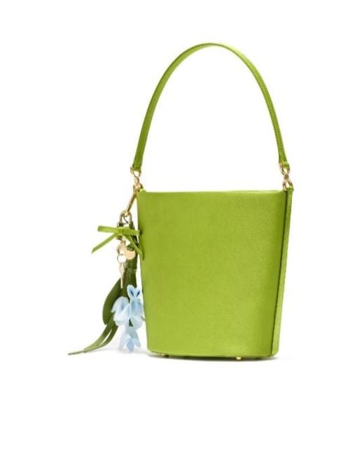 Self-Portrait Green Satin Bucket Bag