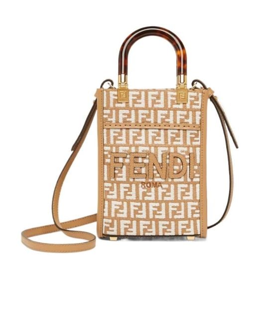 Fendi Natural Mini Sunshine Shopper Bag