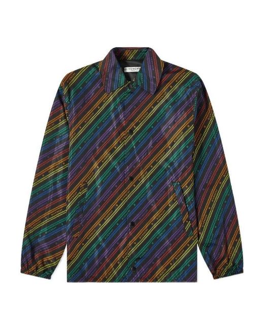Givenchy Blue Chain-Print Buttoned Jacket for men