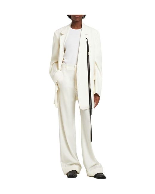 Ann Demeulemeester White Agnes Wool Satin Asymmetric Jacket