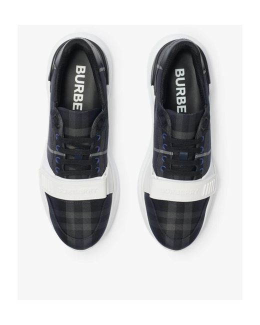 Burberry Black Checked Lace-Up Sneakers for men