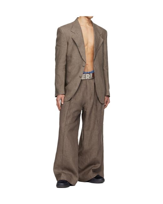 ERL Green Pleated Casual Pants for men