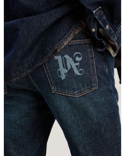 Palm Angels Blue Straight Leg Jeans for men