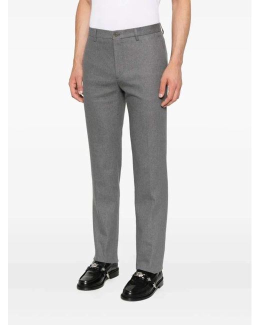 Etro Gray Roma Straight-Leg Tailored Trousers