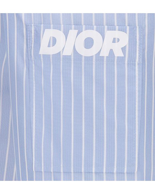 Dior Blue Homme Striped Hooded Shirt for men