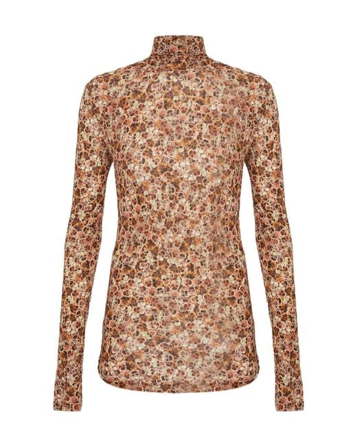 Isabel Marant Brown Multicolored Printed Knitted Top