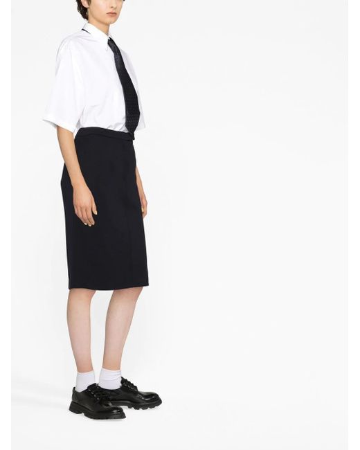 Thom Browne Blue Rwb Stripe-Detail Midi Skirt