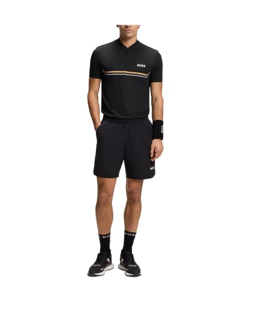 Boss Black Halfzip Standcollar Shortsleeve Polo for men