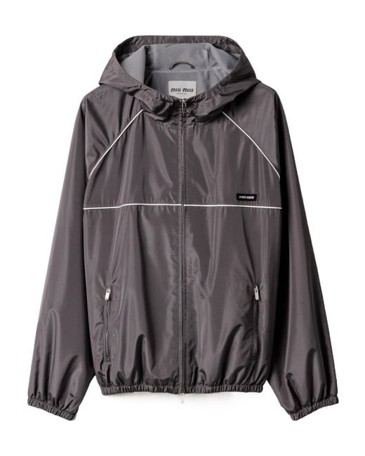 Miu Miu Black Technical Silk Zipper Blouson Jacket