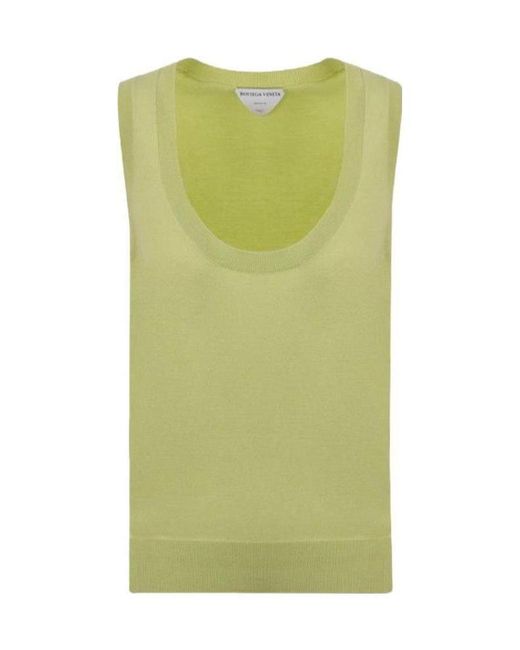 Bottega Veneta Green Scoop Neck Knitted Top