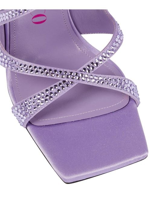 The Attico Purple Flora Embellished Satin High-Heeled Sandals