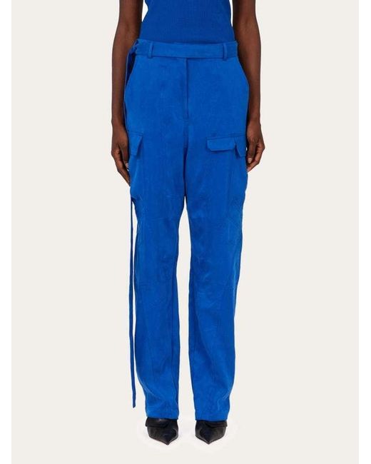 Ferragamo Blue Belted Cargo Trousers