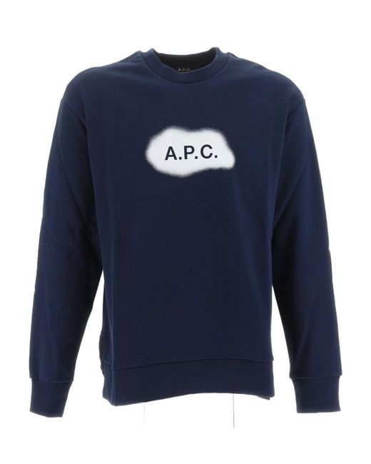 A.P.C. Blue Logo-Printed Crewneck Sweatshirt for men