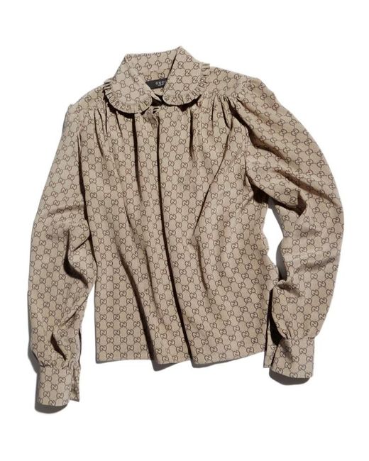 Gucci Brown Printed Silk Crêpe De Chine Shirt