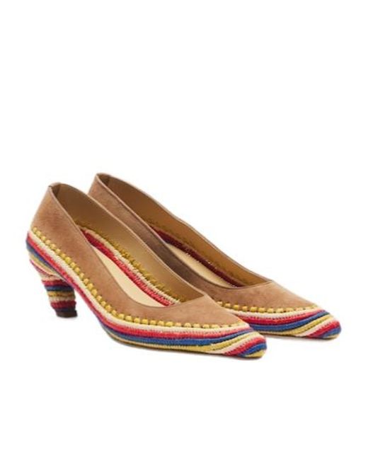 Gabriela Hearst Brown Peggy Suede And Raffia Pumps