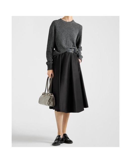 Prada Black Chino Circle Midi-Skirt