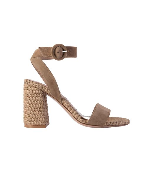 Gianvito Rossi Metallic Thick Heel Rafite High-Heeled Sandals