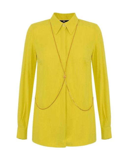 Elisabetta Franchi Yellow Body-Chain Detail Long-Sleeved Shirt