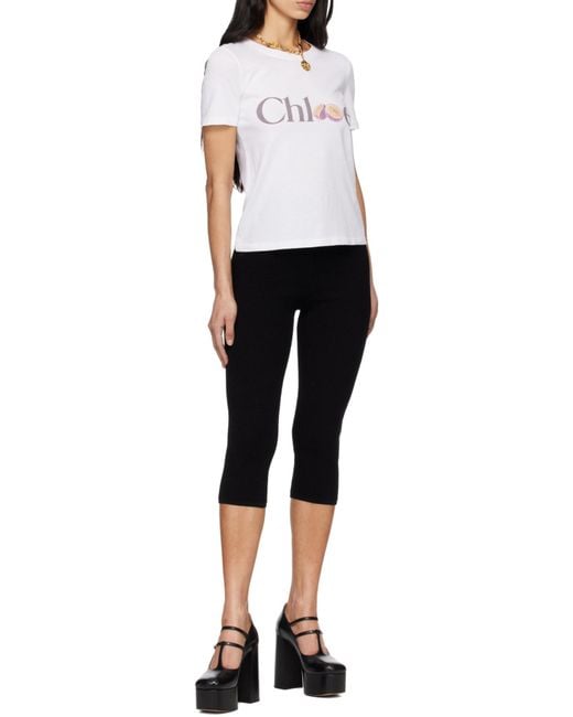 Chloé White Chloé Logo Printed Crewneck T-Shirt