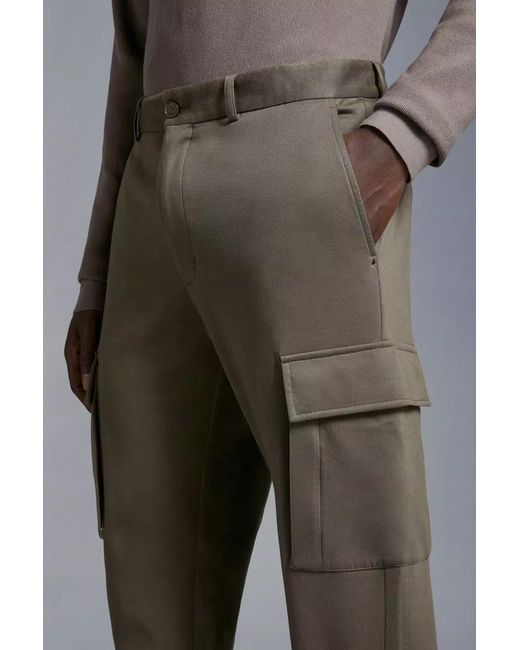 Moncler Gray Logo Embroidered Cargo Trousers for men