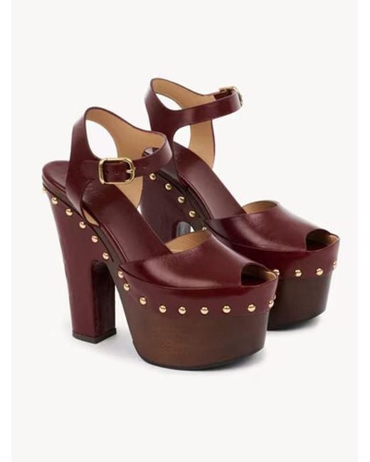 Chloé Red Meret Platform Clog