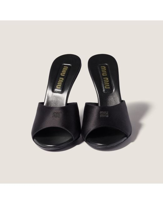 Miu Miu Black Round-Toe High-Heeled Sandals