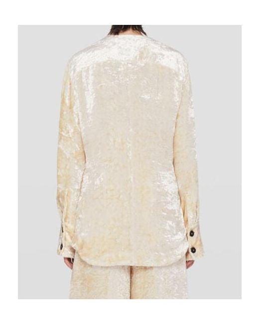 Jil Sander Natural Long-Sleeve Crushed-Velvet Shirt