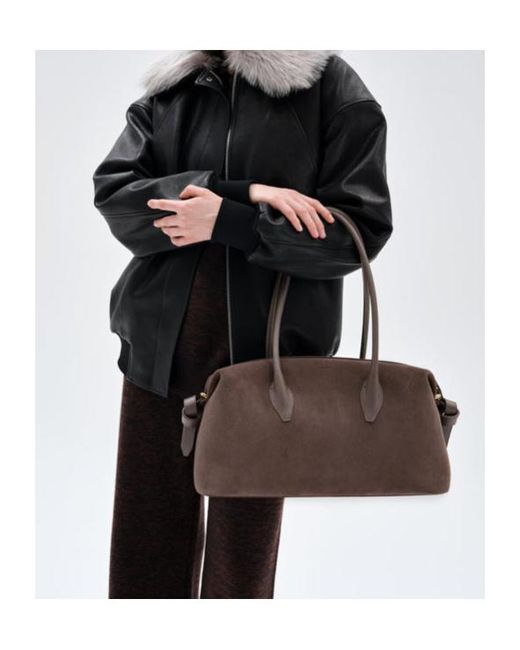 Yuzefi Brown Brioche Suede-Finish Tote Bag