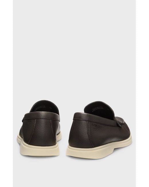 Boss Black Grained Leather Loafers for men