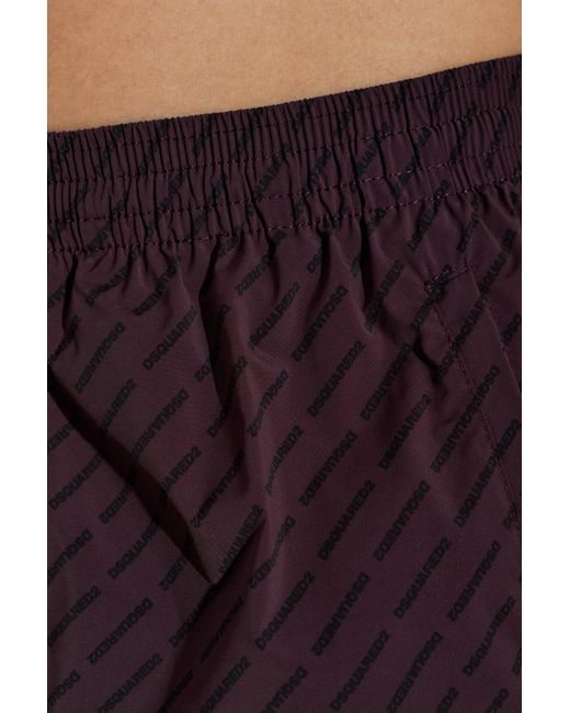 DSquared² Purple Wide-Leg Swim Shorts for men